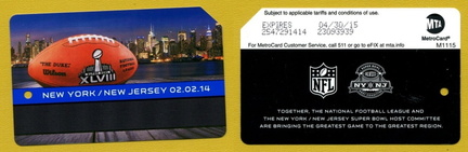 2014 Super Bowl Metrocard 1 of 2 pano